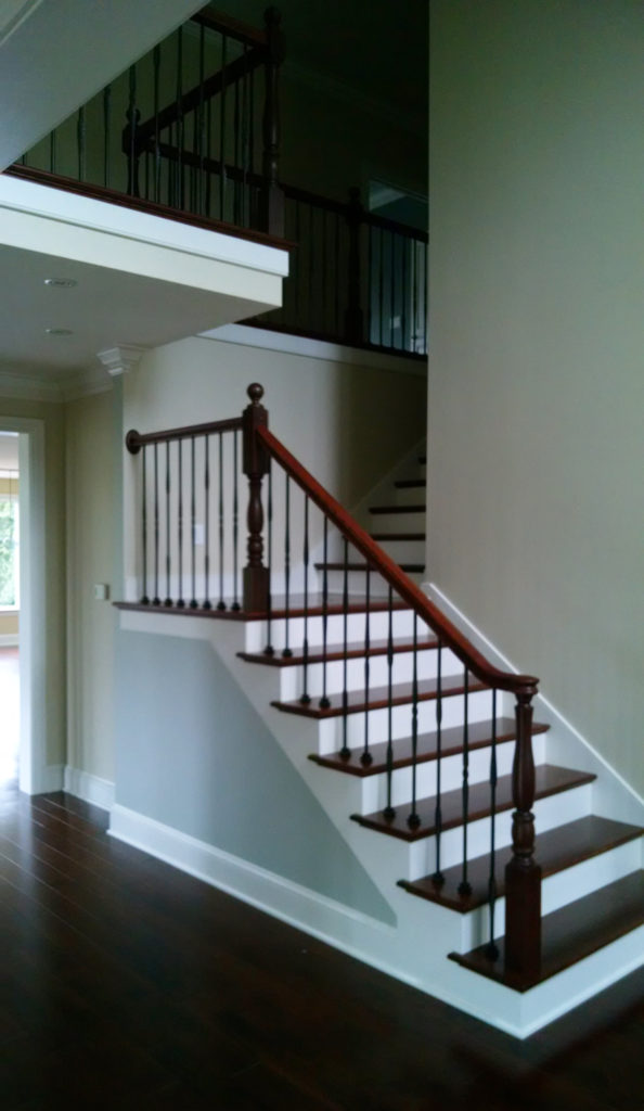 Custom stained wood stair treads.
